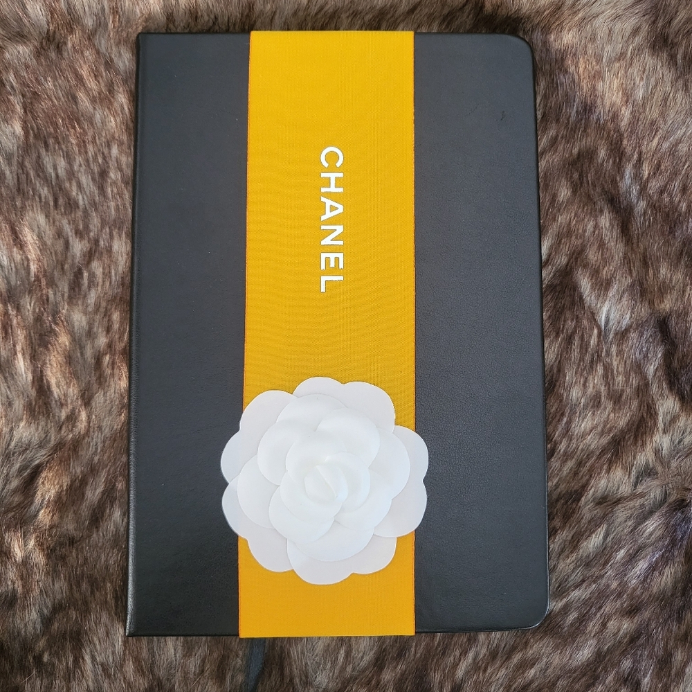 Refashioned CHANEL Holiday Gold Ribbon & Camellia Notebook
